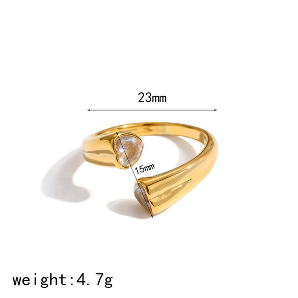 Wholesale Women's Geometric Stainless Steel Ring With Vacuum Real Gold Plating In Pvd Furnace