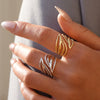 Wholesale Women's Geometric Stainless Steel Rings With Pvd Furnace Vacuum Real Gold Plating
