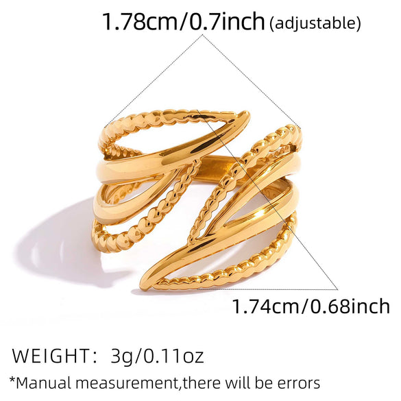 Wholesale Women's Geometric Stainless Steel Rings With Pvd Furnace Vacuum Real Gold Plating