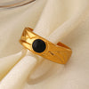 Wholesale Women's Geometric Stainless Steel Round Drop Oil Opening Ring 18K Gold Plated