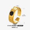Wholesale Women's Geometric Stainless Steel Round Drop Oil Opening Ring 18K Gold Plated