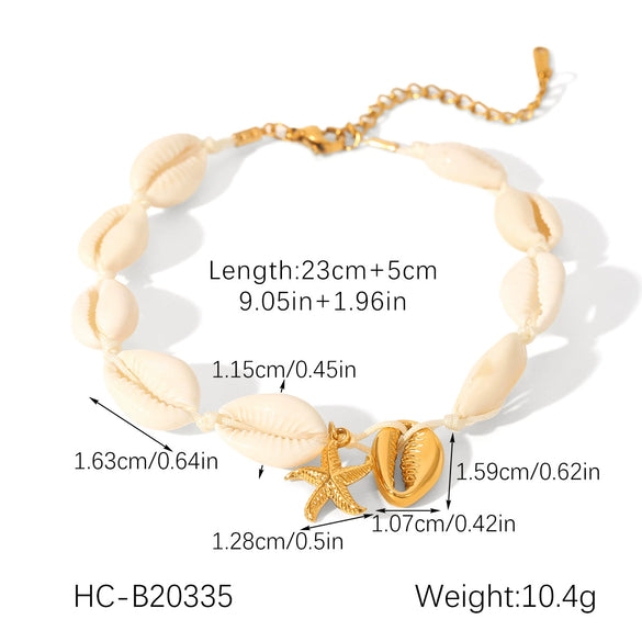 Wholesale Women's Geometric Stainless Steel Shell Electroplated Splicing Chain Necklace And Bracelet Minimalist Jewelry
