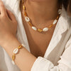 Wholesale Women's Geometric Stainless Steel Shell Electroplated Splicing Chain Necklace And Bracelet Minimalist Jewelry