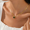 Wholesale Women's Geometric Stainless Steel Snake Bone Chain Necklace With Coloured Glaze Pendant 18K Gold Electroplated