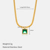 Wholesale Women's Geometric Stainless Steel Snake Bone Chain Necklace With Coloured Glaze Pendant 18K Gold Electroplated
