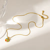 Wholesale Women's Geometric Stainless Steel Snake Bone Chain Necklace With Pvd Furnace Vacuum Real Gold Plating And Colorful Enamel Palette Pendant
