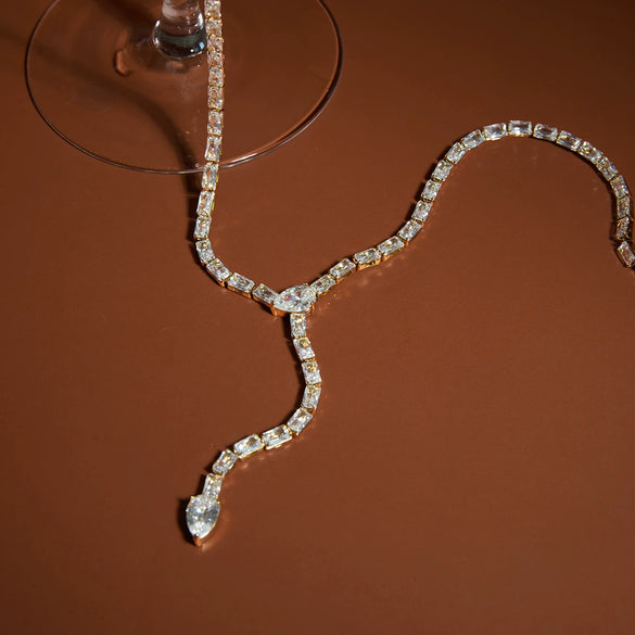 Wholesale Women's Geometric Stainless Steel Snakeshaped Necklace With Vacuum Real Gold Plating