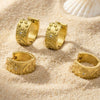 Wholesale Women's Geometric Stainless Steel Starmoon Floral Hoop Earrings Inlaid With Zircon And 18K Gold Plated