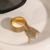 Wholesale Women's Geometric Stainless Steel Tassel Opening Ring With Electroplating