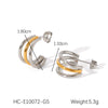 Wholesale Women's Geometric Stainless Steel Threelayer Line Electroplated Earrings