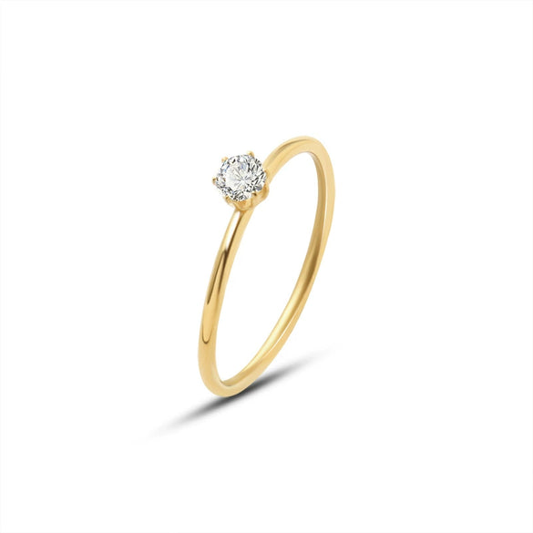 Wholesale Women's Geometric Stainless Steel Titanium Steel Electroplated 18K Gold Small Diamond Tail Ring