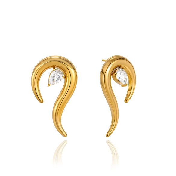 Wholesale Women's Geometric Stainless Steel Titanium Steel Zircon Earrings With Pvd Furnace Vacuum Real Gold Plating