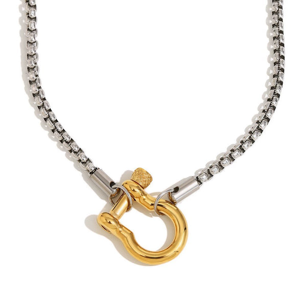 Wholesale Women's Geometric Stainless Steel Vacuum Plated Bracelet And Necklace Set