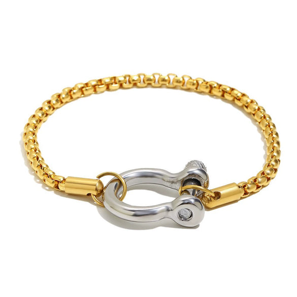 Wholesale Women's Geometric Stainless Steel Vacuum Plated Bracelet And Necklace Set