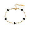 Wholesale Women's Geometric Stainless Steel Vacuum Plated Bracelet With Natural Black Crystal Beads