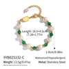 Wholesale Women's Geometric Stainless Steel Vacuum Plated Bracelet With Natural Stone Lapis Lazuli Green Agate And Freshwater Pearl