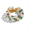 Wholesale Women's Geometric Stainless Steel Vacuum Plated Bracelet With Natural Stone Lapis Lazuli Green Agate And Freshwater Pearl