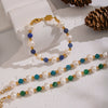 Wholesale Women's Geometric Stainless Steel Vacuum Plated Bracelet With Natural Stone Lapis Lazuli Green Agate And Freshwater Pearl