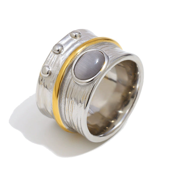 Wholesale Women's Geometric Stainless Steel Vacuum Plated Old Money Style Ring Bracelet Accessories