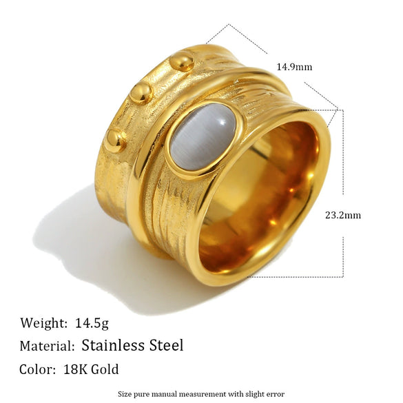 Wholesale Women's Geometric Stainless Steel Vacuum Plated Old Money Style Ring Bracelet Accessories