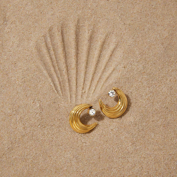 Wholesale Women's Geometric Stainless Steel Vacuum Real Gold Plated Earrings