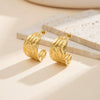 Wholesale Women's Geometric Stainless Steel Vacuum Real Gold Plated Earrings