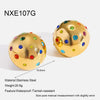 Wholesale Women's Geometric Stainless Steel Vacuum Real Gold Plated Earrings