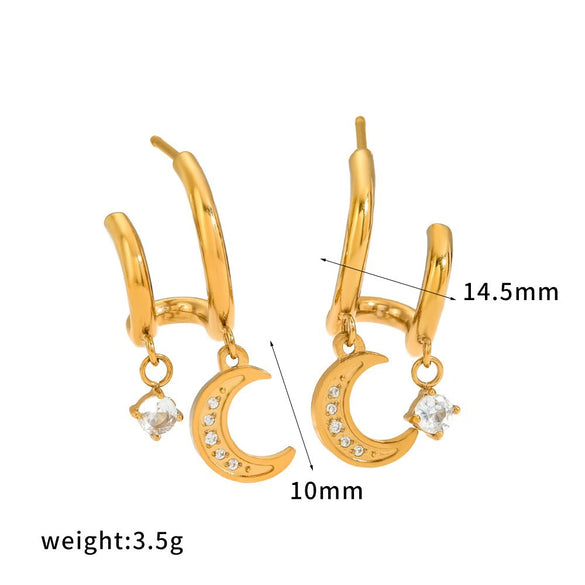 Wholesale Women's Geometric Stainless Steel Vacuum Real Gold Plated Earrings