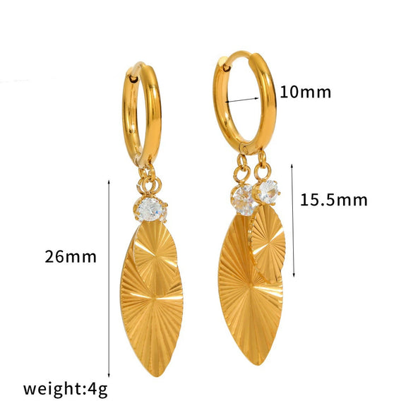 Wholesale Women's Geometric Stainless Steel Vacuum Real Gold Plated Earrings