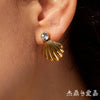 Wholesale Women's Geometric Stainless Steel Vacuum Real Gold Plated Earrings
