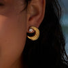 Wholesale Women's Geometric Stainless Steel Vacuum Real Gold Plated Earrings