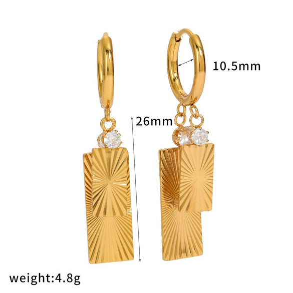 Wholesale Women's Geometric Stainless Steel Vacuum Real Gold Plated Earrings