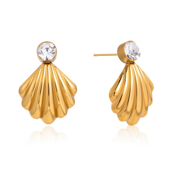 Wholesale Women's Geometric Stainless Steel Vacuum Real Gold Plated Earrings
