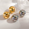 Wholesale Women's Geometric Stainless Steel Vacuum Real Gold Plated Earrings