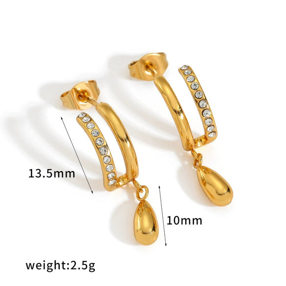Wholesale Women's Geometric Stainless Steel Vacuum Real Gold Plated Earrings