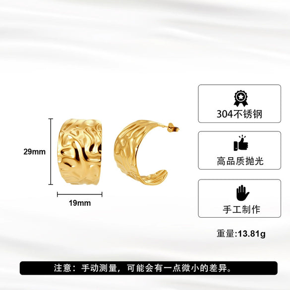 Wholesale Women's Geometric Stainless Steel Vacuum Real Gold Plated Earrings