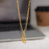 Wholesale Women's Geometric Stainless Steel Vacuum Real Gold Plated Paperclip Necklace Luxury Jewelry
