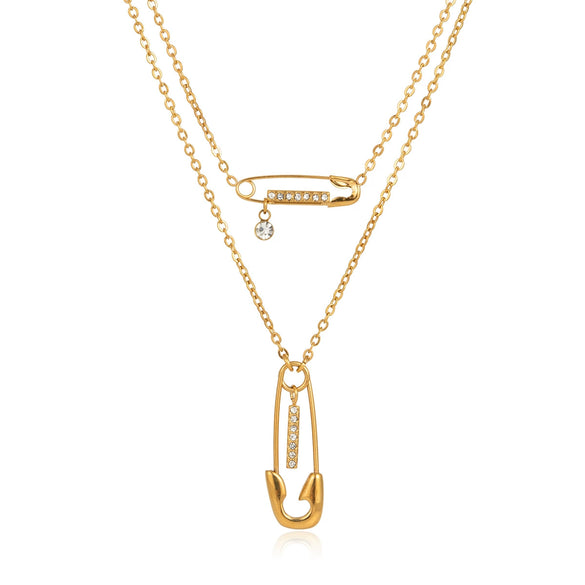 Wholesale Women's Geometric Stainless Steel Vacuum Real Gold Plated Pendant Necklace