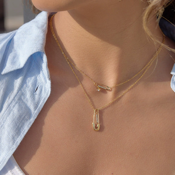 Wholesale Women's Geometric Stainless Steel Vacuum Real Gold Plated Pendant Necklace