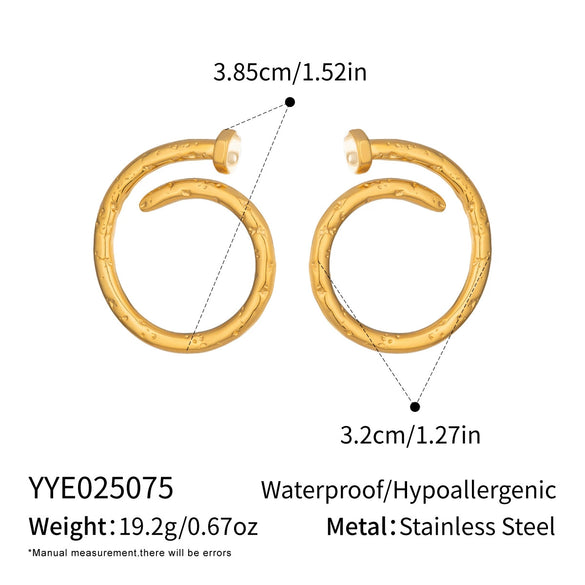 Wholesale Women's Geometric Stainless Steel Vacuum Real Gold Plated Stud Earrings Accessories
