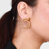 Wholesale Women's Geometric Stainless Steel Vacuum Real Gold Plated Stud Earrings Accessories