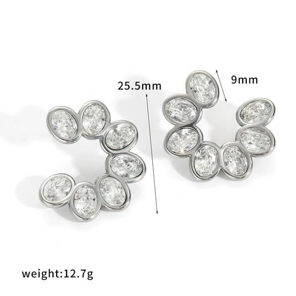 Wholesale Women's Geometric Stainless Steel Vacuum Real Gold Plated Stud Earrings Light Luxury Highend Style