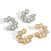 Wholesale Women's Geometric Stainless Steel Vacuum Real Gold Plated Stud Earrings Light Luxury Highend Style