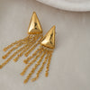Wholesale Women's Geometric Stainless Steel Vacuum Real Gold Plated Tassel Earrings Highend Style