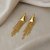 Wholesale Women's Geometric Stainless Steel Vacuum Real Gold Plated Tassel Earrings Highend Style