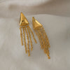 Wholesale Women's Geometric Stainless Steel Vacuum Real Gold Plated Tassel Earrings Highend Style
