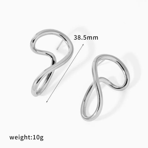 Wholesale Women's Geometric Stainless Steel Vacuum Real Gold Plated Twisted Line Earrings