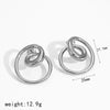 Wholesale Women's Geometric Stainless Steel Vacuum Real Gold Plated Twisted Line Earrings