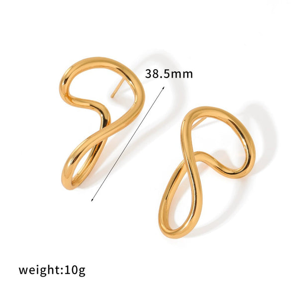 Wholesale Women's Geometric Stainless Steel Vacuum Real Gold Plated Twisted Line Earrings