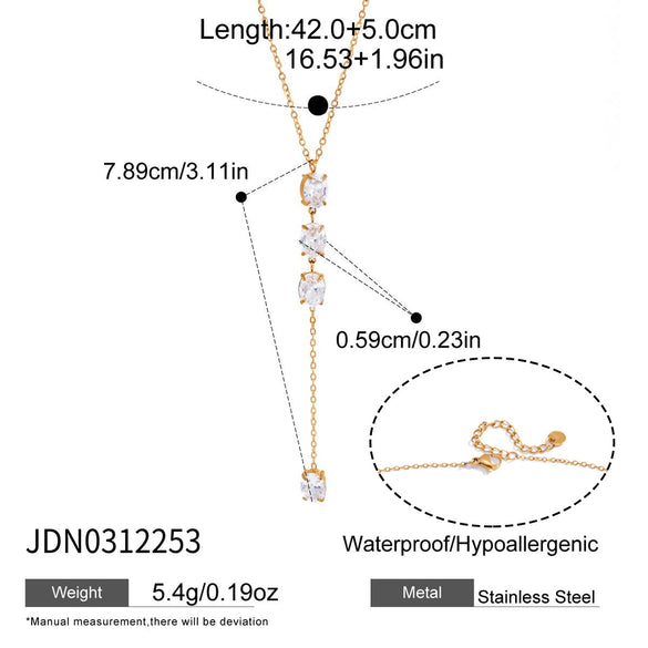 Wholesale Women's Geometric Stainless Steel Yshaped Chain Necklace With Vacuum Real Gold Plating